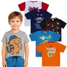 Camisetas Menino Infantil - Roupa de Verão Menino Moda Infantil - Kit 5 Camisetas Infantil Menino f1