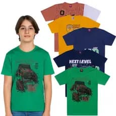 5 Camisetas Masculino Juvenil - Roupa de Verão Menino Juvenil -Jogo 5 Camisetas Menino Juvenil