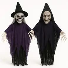 Enfeite de Teto Halloween caveira bruxa Kit com 2 Modelos Assustadores