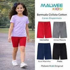 Bermuda Ciclista Malwee Roupa Infantil Menina Short Cotton Roupa Menina 1 ao 18