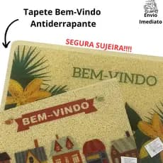 Tapete Bem Vindo Entrada Capacho Antiderrapante 58cmx38 Pvc Para Porta da Casa