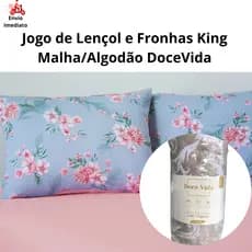 Jogo de Lençol e 2 Fronhas King 3 peças Malha/AlgodãoToque Macio Dispensa Passar Seca Rápido