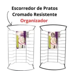 Escorredor de Pratos Talher Copos Premium 1 andar Organizador Cromado Médio