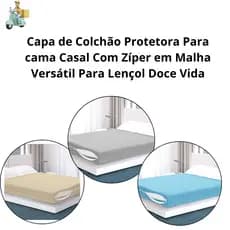 Capa de Colchão Protetora Para cama Casal Com Zíper em Malha Versátil Para Lençol Doce Vida