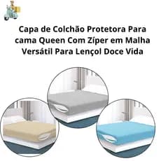 Capa de Colchão Protetora Para cama Queen Com Zíper em Malha Versátil Para Lençol Doce Vida