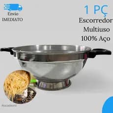 Escorredor Multiuso Aço Macarrão Legumes Verduras Antiaderente Utensílios de Cozinha