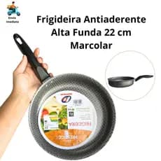 Frigideira Antiaderente Alta Funda 22 cm para Frango Carne Ovo Macarrão Cozinha Marcolar
