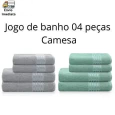 Jogo de toalhas de banho 04 peças 2/rosto 2/banho  Bordagem Brilhosa Camesa Algodão