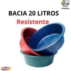 Bacias Grandes 20 litros Super Resistentes Plasnew Para Lavanderia Cozinha Banheiro Limpeza