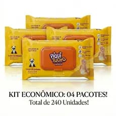 Kit 04 Pacotes de Toalhas Umedecidas PIQUI TUCHO PREMIUM  240 Unid - Promoção Tem mais Variedades