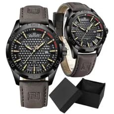 Relógio Naviforce 8023 Relógio de Pulso Masculino Data Dia Pulseira de Couro Original Caixinha Unica
