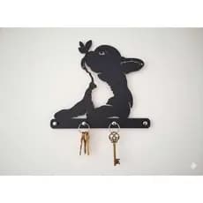 Porta chaves decorativo cachorro em mdf 4mm com 4 rebites preto 24x22