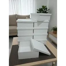 Kit 10 Caixas Quadrada Em MDF 20X20X8 Pintada De Branco