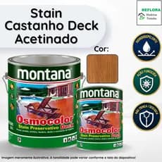 Osmocolor Stain Castanho UV Deck Acetinado 900ml e 3,6L Montana Proteção para Deck de Madeira