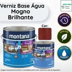 Verniz Premium Base Água Tingidor Mogno Brilhante 900ml e 3,6L Montana Secagem Rápida e Baixo Odor