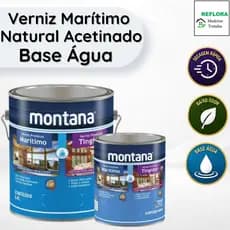 Verniz Premium Base Água Marítimo Natural Acetinado 900ml e 3,6L Montana Secagem Rápida e Baixo Odor