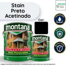 Osmocolor Stain Preto Black Acetinado 900ml e 3,6L Montana Proteção para Madeiras