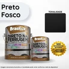 Tinta Esmalte Preto Fosco Premium Direto na Ferrugem 900ml e 3,6L Brasilux - Fundo e Acabamento