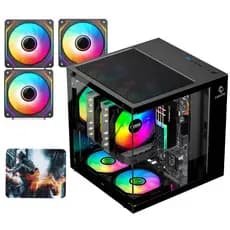 Gabinete Gamer Com Fans Inclusas RBG LED Vidro Lateral e Frontal Temperado