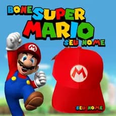 Kit 10 Boné Infantil Personalizado COM SEU NOME Mario - Tecido Leve e Confortável - Ajustável - Ideal Aniversário - DTF