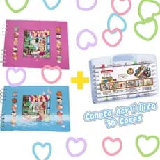Kit Livro De Colorir Capa Dura 50 Páginas + Canetinhas Acrílica Marca Texto 36 cores