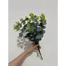 16 cabeças (1 maço) de folhas artificiais de eucalipto, festa, decoração de interiores X-1091