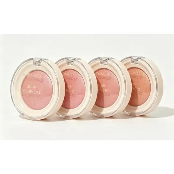Blush e Iluminador 2-em-um HUDAMOJI Blush com Brilho Fino Efeito Natural