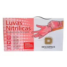 LUVA DE NITRILO ROSA SEM PÓ 100 UNIDADES - DESCARPACK