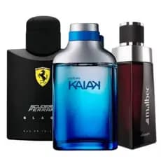 Kit 3 Perfumes Masculinos 100ml Inspiração Kaiak Ferrari Malbec Amadeirado Alta Fixação Promoção