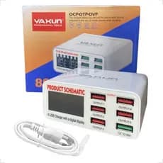 Carregador Yaxun 896 Amperímetro 6 Portas Usb Quick Charge 3.0