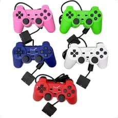 Controle Joystick Analógico Double Shock Com Fio Colorido Compatível Psone Playstation 2 Play2 Ps2