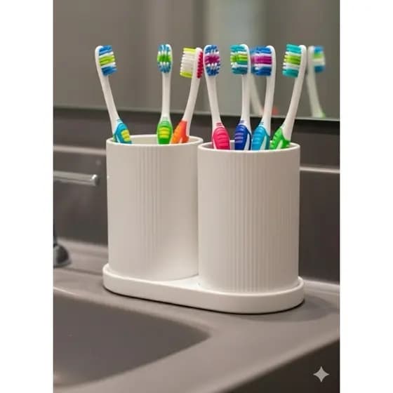 Porta Escovas de dente e Creme Dental Duplo com mesa – Porta Escova e pasta de dente - Banheiro