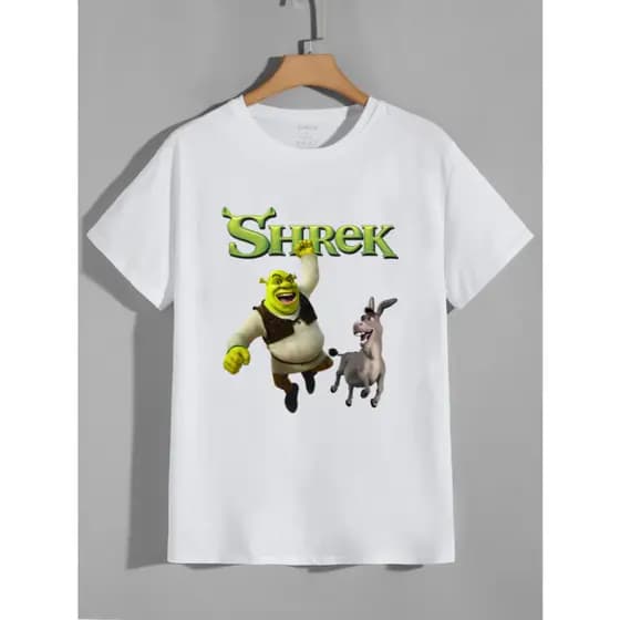 Camiseta Shrek Adulto e Infantil Desenho Criança Camisa Filme Algodão Masculina Feminina Unissex