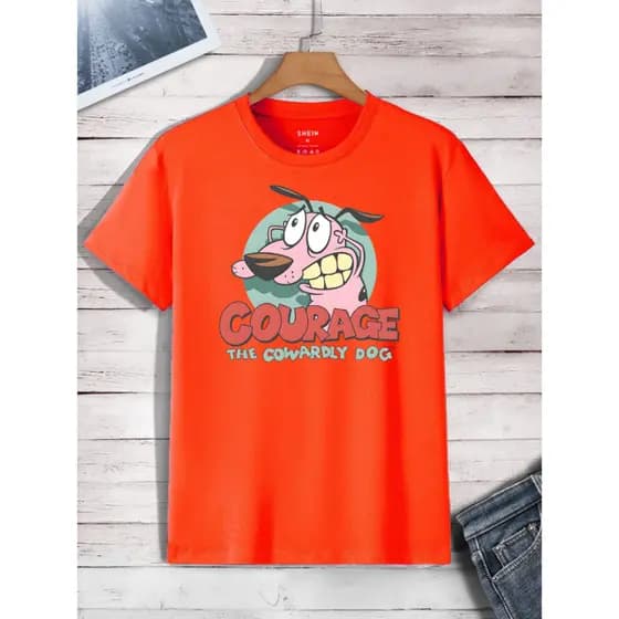 Camiseta Coragem, o Cão Covarde Coloridas Desenho Filme Camisa Modelo Premium Unissex Masc Feminina Verão Academia 001