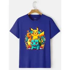 Camiseta Pokémon Adulto e Infantil  Pikachu Charmander Bulbasaur Camisa Premium Algodão Masculina Feminina Black Friday