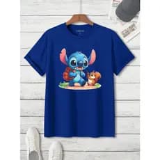 Camiseta Infantil Lilo & Stitch Esquilo do 04 ao 16 Coloridas Blusa DesenhoGames Animado Colorida Camisa algodão Unissex