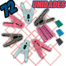 Kit com 72 / 24 / 12 Pregadores de Roupa em Plástico Reforçado - Cores Sortidas