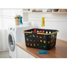 kit cesto organizador multiuso com alça + 36/72 pregadores reforçado lavanderia, banheiro e escritorio