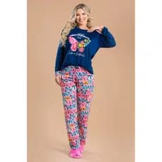Pijama Longo Feminino Inverno Adulto Calça - Borboletas