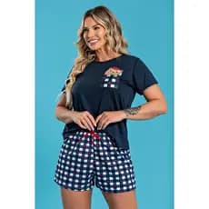 Pijama Feminino Ursinha No Bolso Verão Confortável