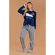 Pijama Longo Feminino Inverno Adulto Calça - Good Night