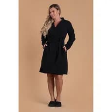 Roupão Feminino Inverno Adulto Peluciado Soft Preto