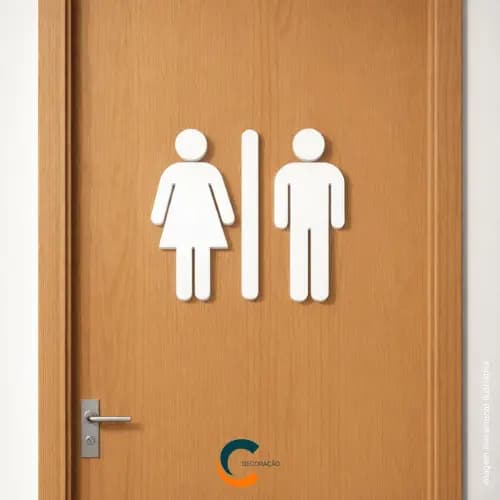 Placa Indicativa Sinalização de Banheiro Sanitário Feminino Masculino