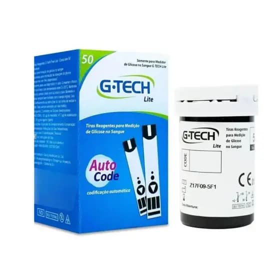 Tiras Reagentes Para Glicemia G-tech Lite com 50 Unidades