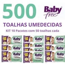 Kit com 10 Pacotes Toalhas Umedecidos Baby Free com 50 Uni Cada - 500 lenços total Envio Imediato