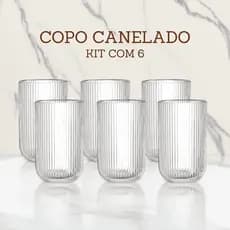 Jogo De Copos 6 Peças De Vidro Cameratta Canelado 420ml Suco Agua