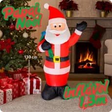 Boneco Papai Noel Inflável 1,30m com LED Interno Bivolt Natal Decoração Externa e Interna