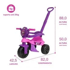 Motoca Triciclo Velocipide Kendy Patrulha Canina C/ Empurrador e Proteção Lateral Bebe Menino e Menina