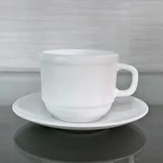 Jogo 6 Xícaras Com Pires Vidro Opaline Empilhável Para Chá 250ml Zappe | Conjunto Café