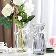 Vaso de Vidro Canelado 21,8cm - Decorativo para Flores, Festa e Casamento